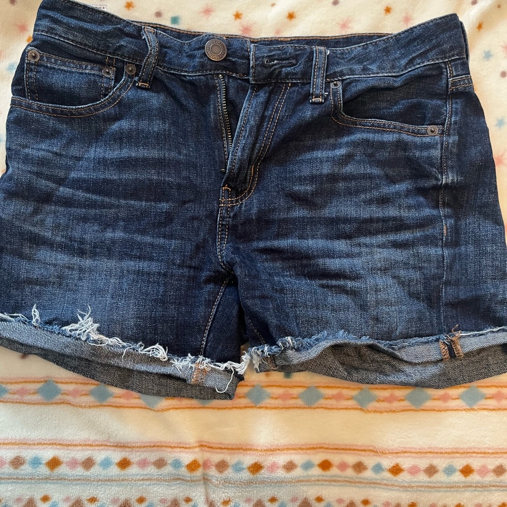 Denim shorts.